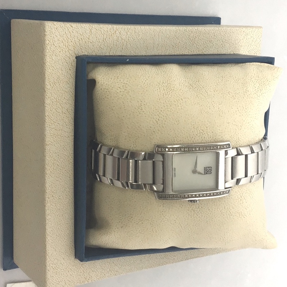 ESQ Diamond Watch Esquire Watch Square with boxes, tags everything you see